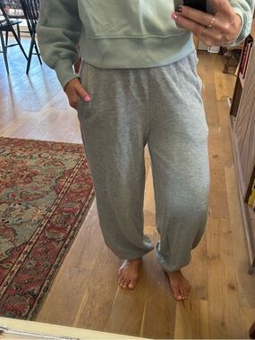 Varley Heather Gray Quilted Waistband Lounge Pants